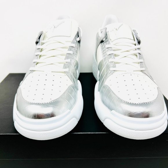 GIUSEPPE ZANOTTI Birel Vague Bianco White & Silver Croc Leather Mens Sneakers main image 4